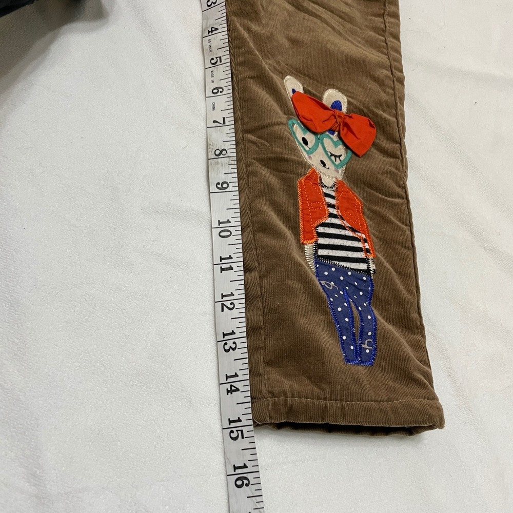 Kids Brown Corduroy Pants Trousers Size 6Y Fleece Lining Elastic Waist Warm Cute - Picture 7 of 10